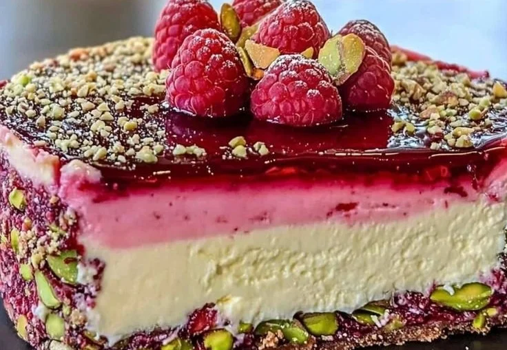 Pistachio-Raspberry-Crunch-Cheesecake