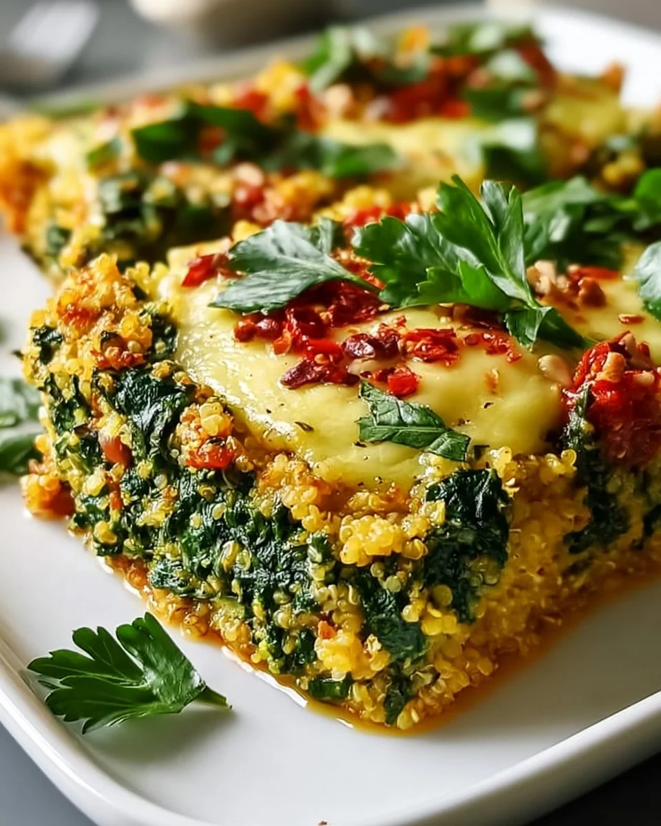 Quinoa Linsen Spinat Auflauf
