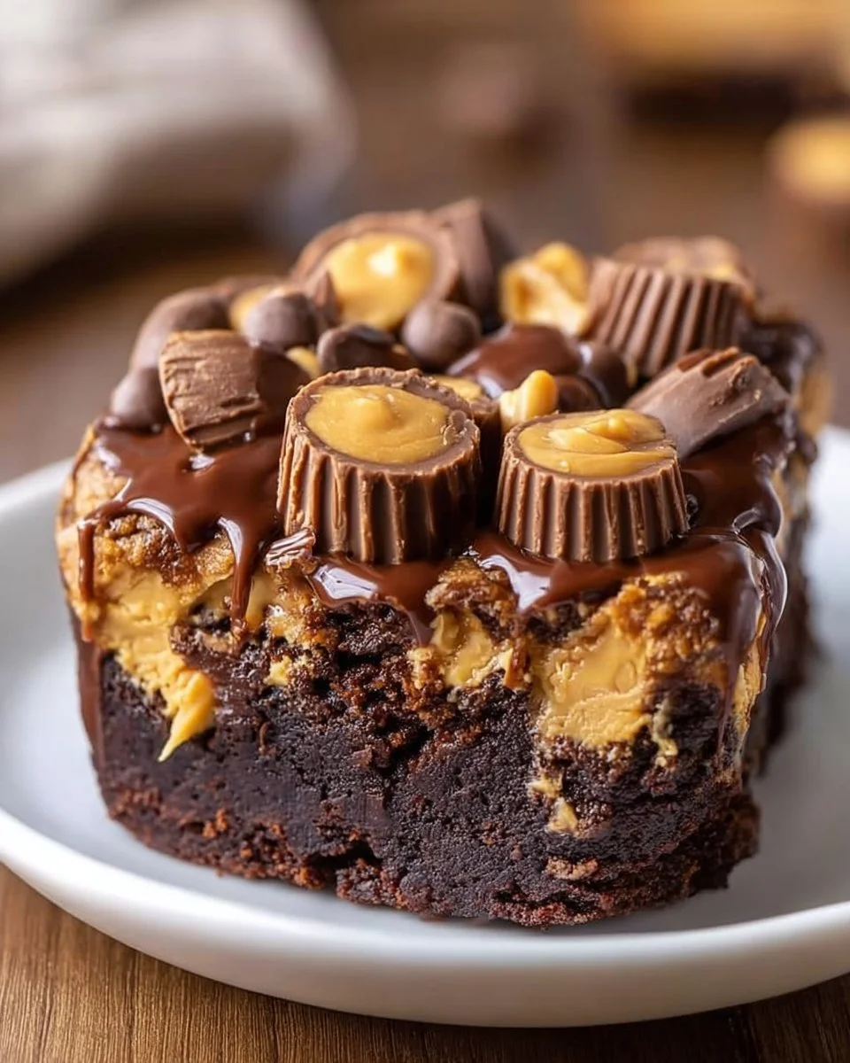 Reese's Erdnussbutter-Törtchen-Erdbeben-Kuchen mit Schokoladenglasur