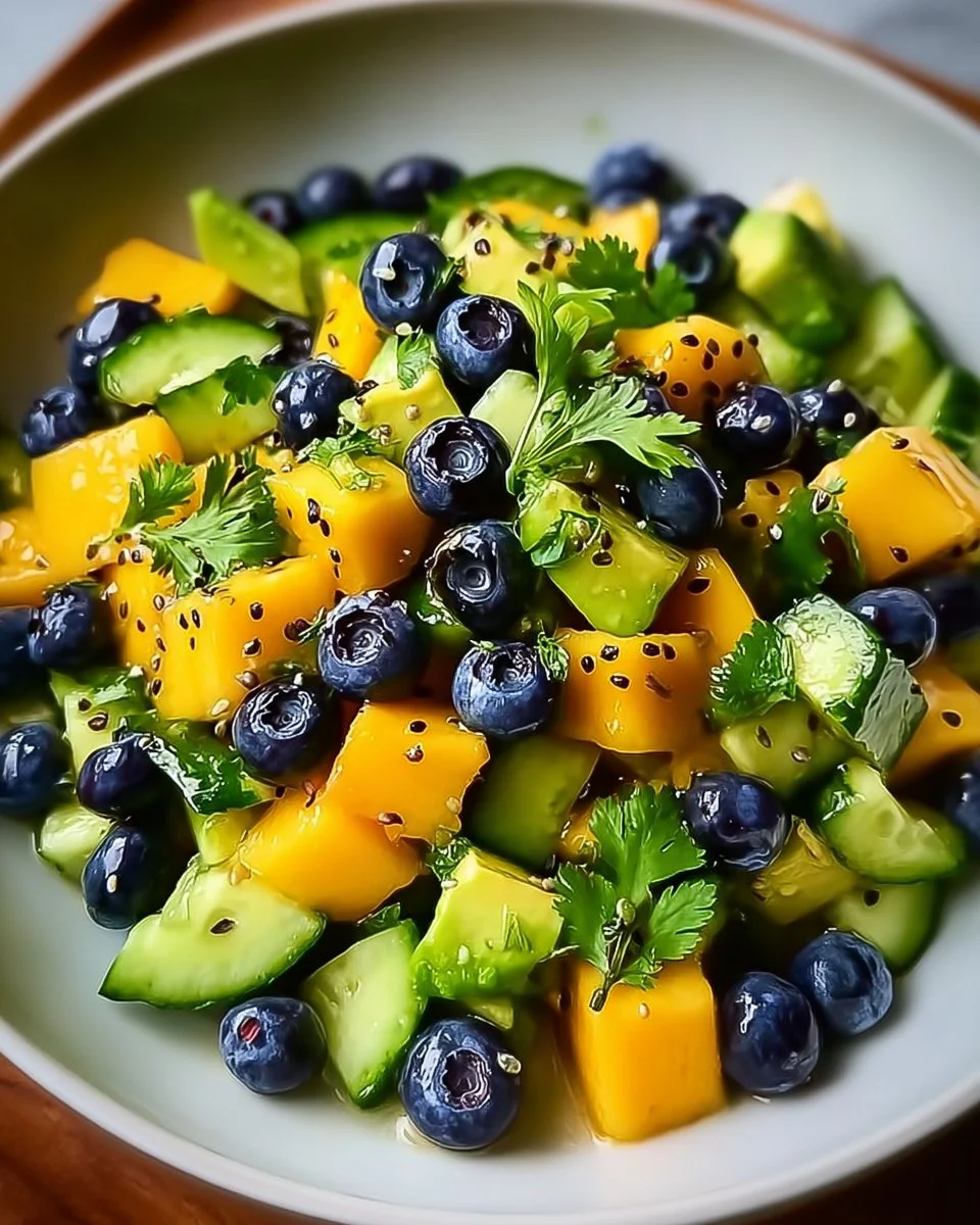 Saftiger Mango-Gurken-Salat mit Heidelbeeren und Avocado-Genuss