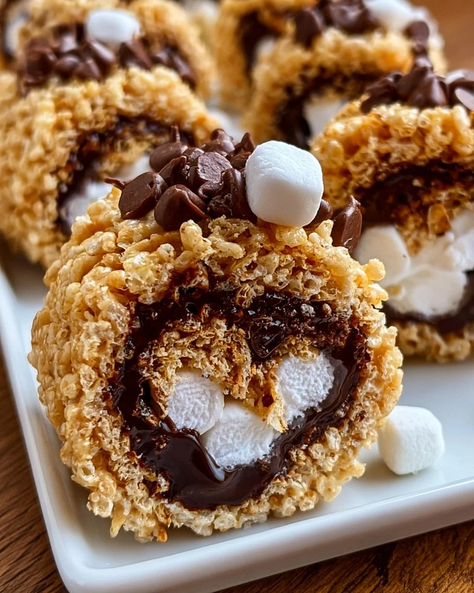 S’mores Rollen-Reis-Krispie-Leckereien auf einem Teller