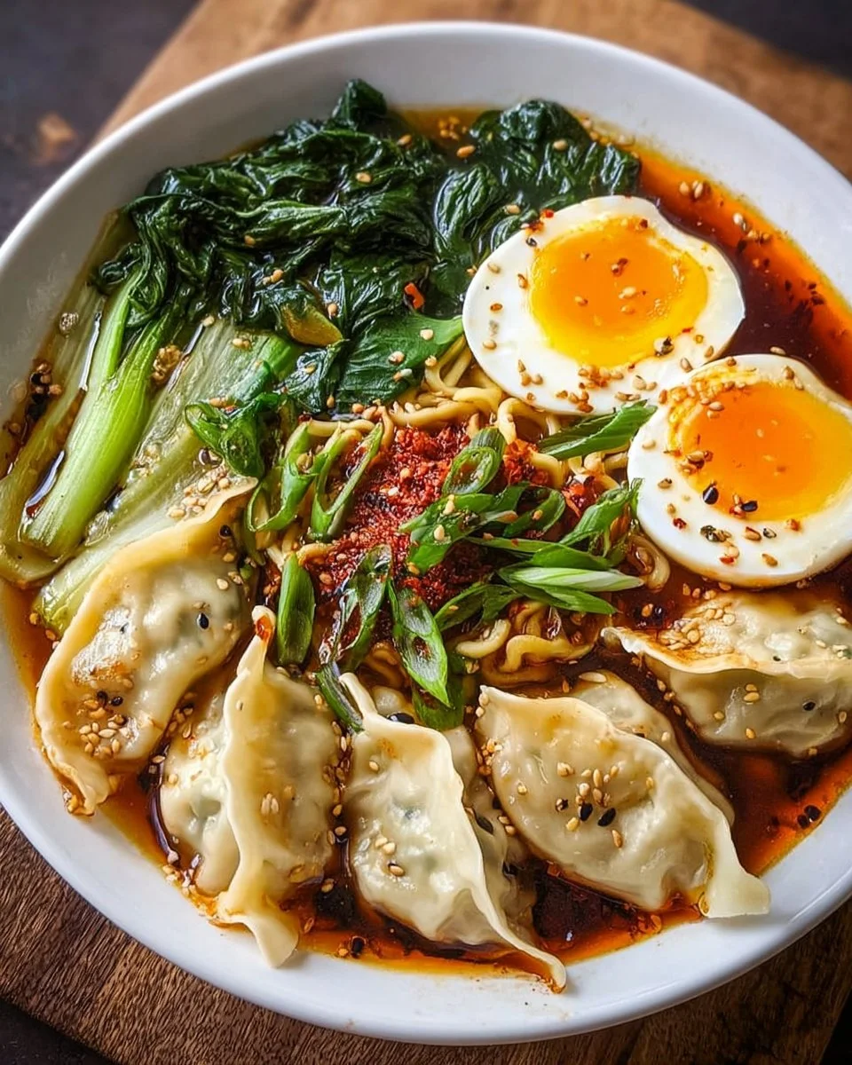 Teigtaschen-Ramen-Schüssel