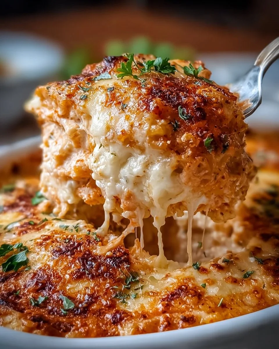 Unwiderstehlich Käsehaltige Hochprotein-Hähnchen-Parmesan-Auflauf