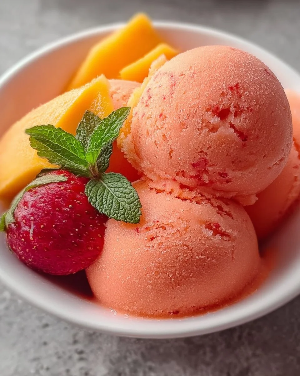 Wie man Obst-Sorbets macht | Mango-Erdbeer-Eis ohne Eismaschine, Sorbet ohne Eismaschine, Einfache Rezepte für gefrorene Desserts