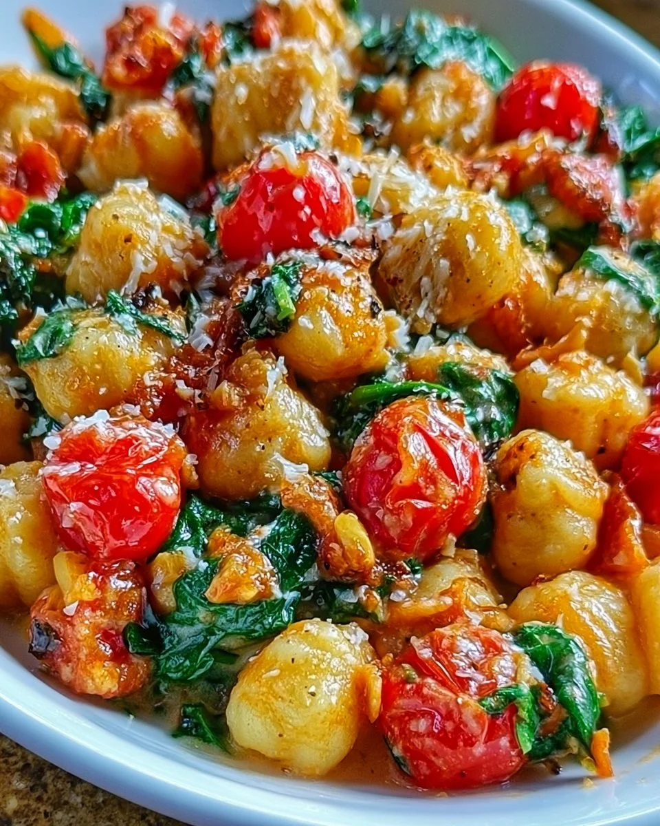 Aromatic Gnocchi Pan with Fresh Tomatoes and Spinach
