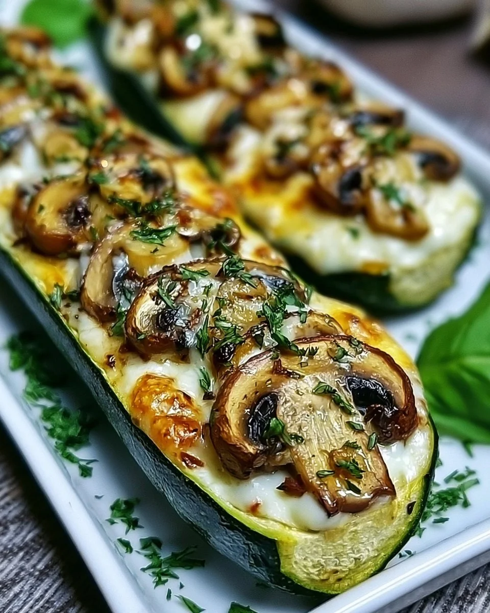 Gefüllte Zucchini mit Champignons