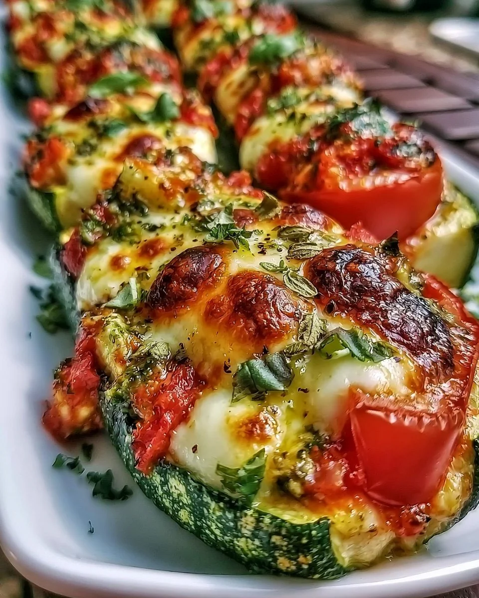 Gefüllte Zucchini mit Tomaten und Mozzarella