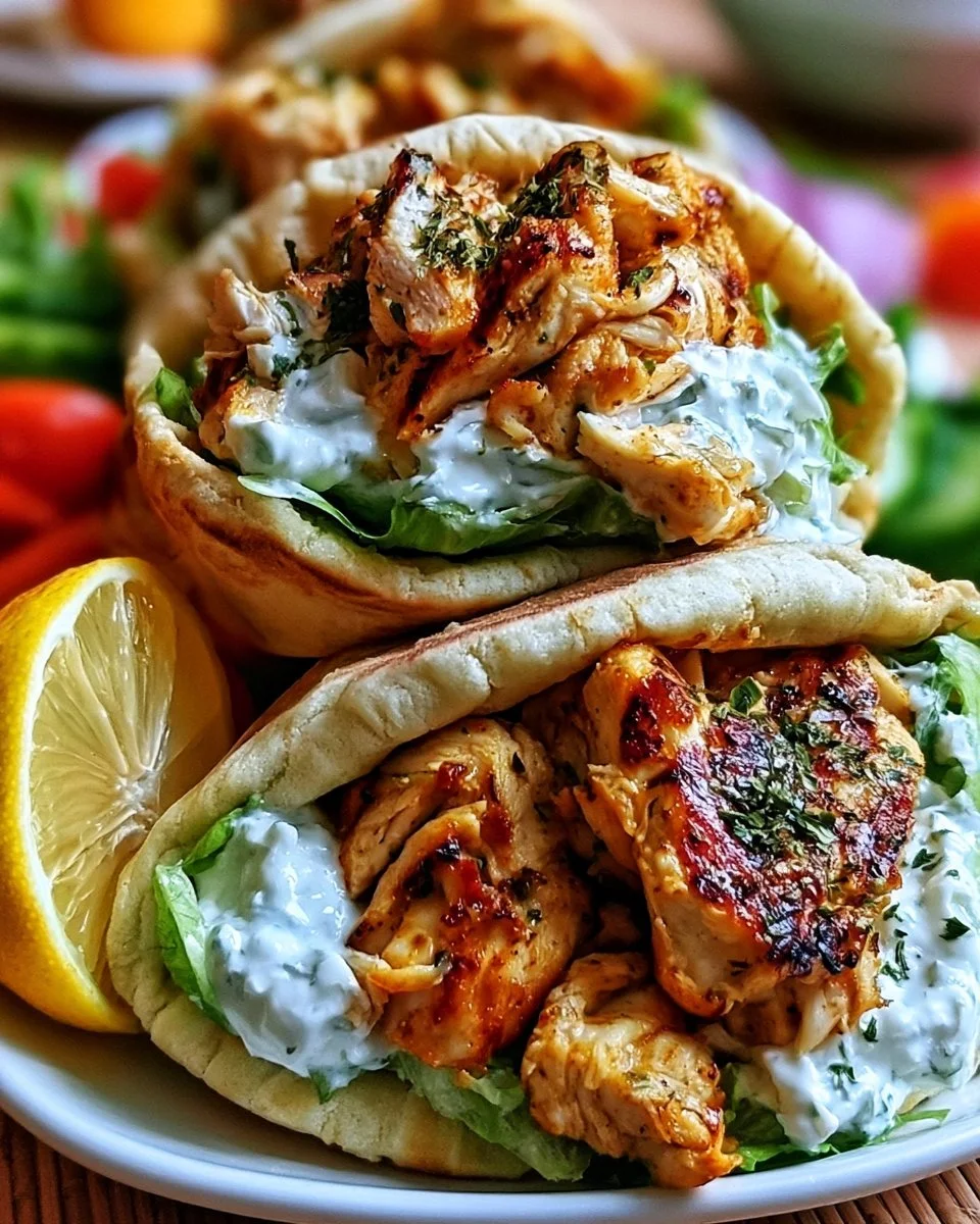 Mediterranean Chicken Gyros with Feta Tzatziki