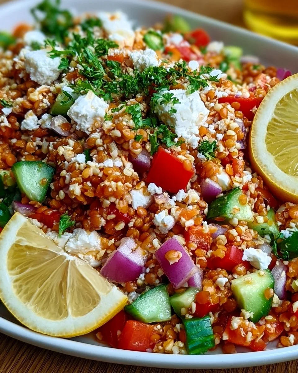 Orientalischer Rote Linsensalat mit Feta