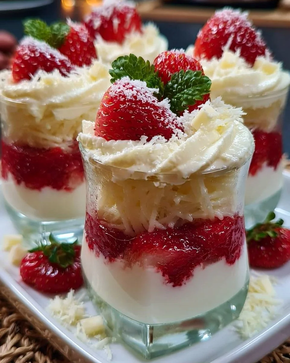 Spaghettieis Dessert im Glas