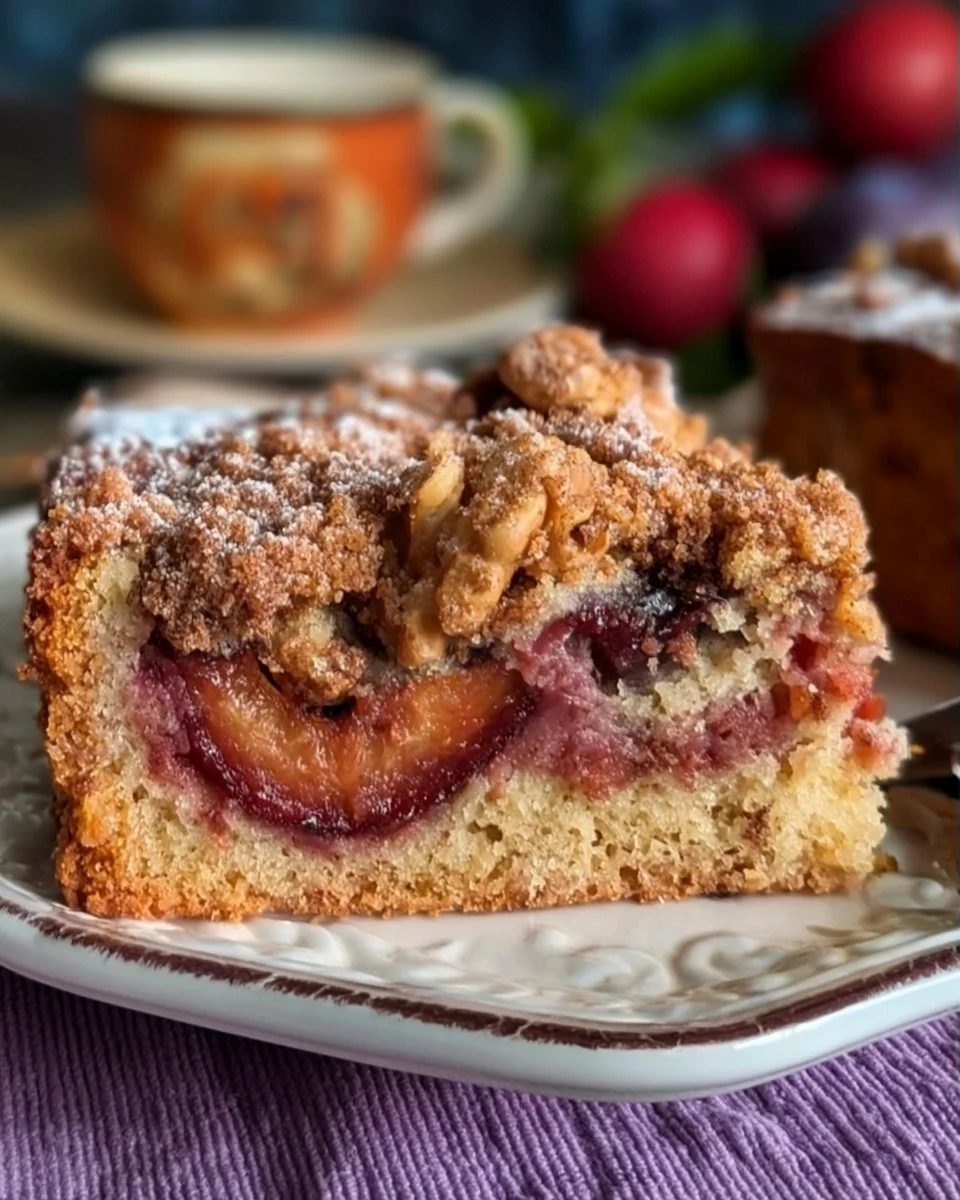 Walnuss-Zwetschgenkuchen mit Zimt-Streuseln